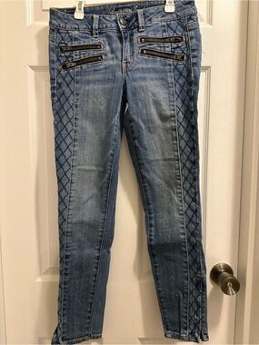American Eagle Outfitters Blue Quilted Side Panel Skinny Jeggings